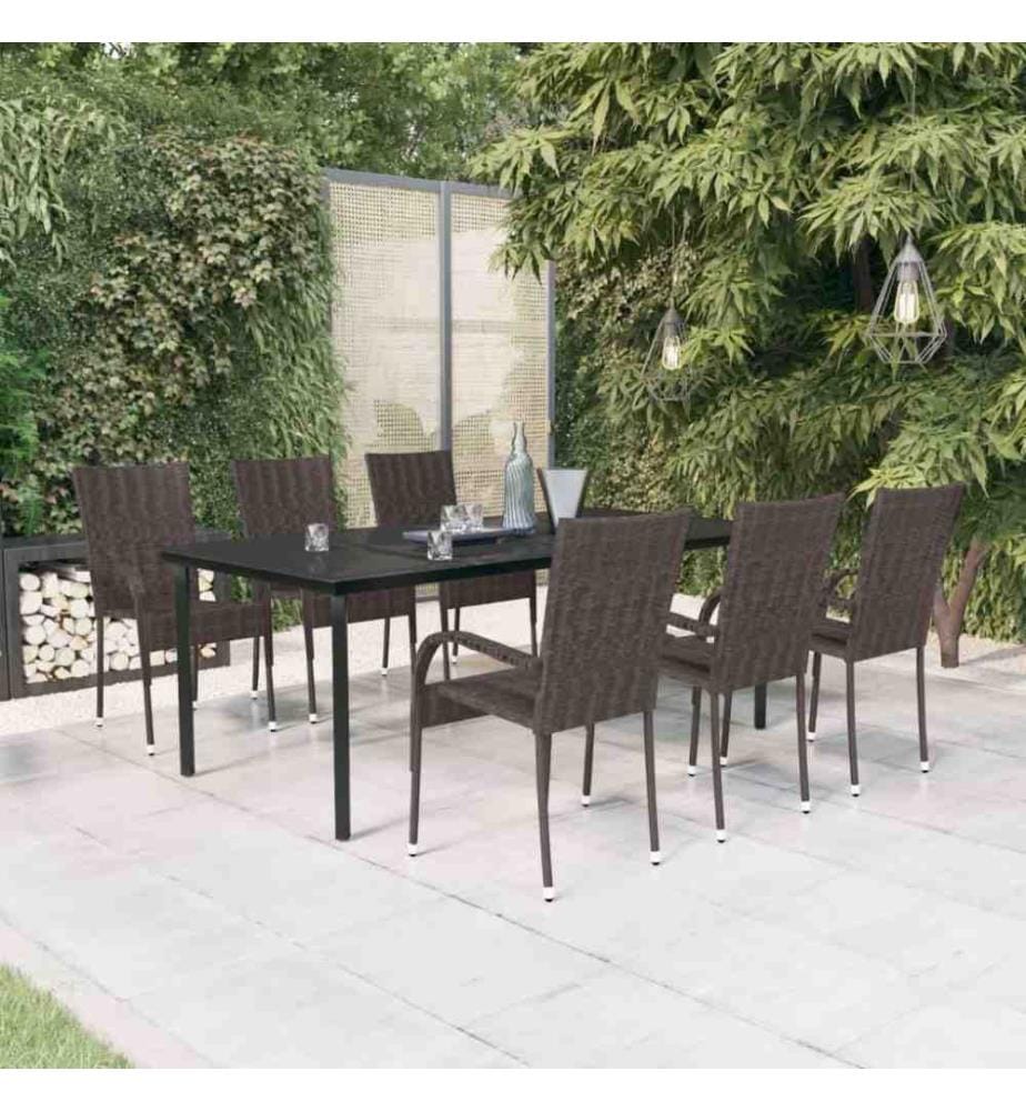 7-tlg. Garten-Essgruppe Braun und Schwarz