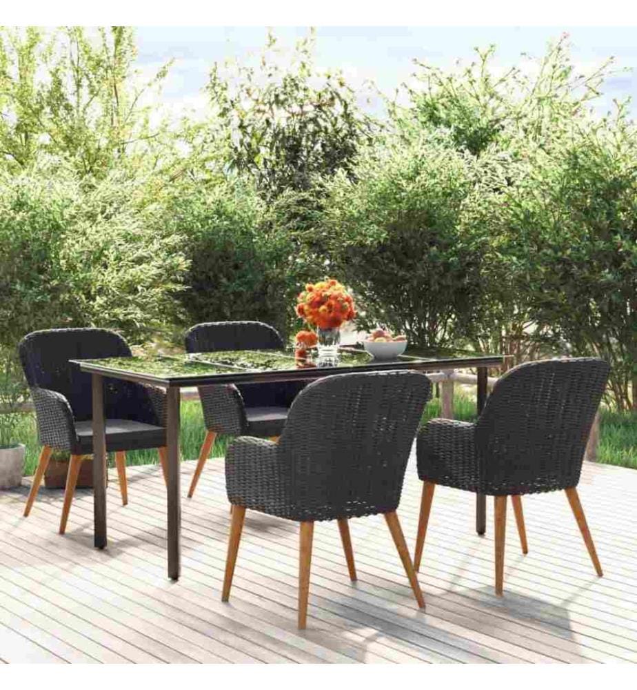 5-tlg. Garten-Essgruppe mit Kissen Schwarz