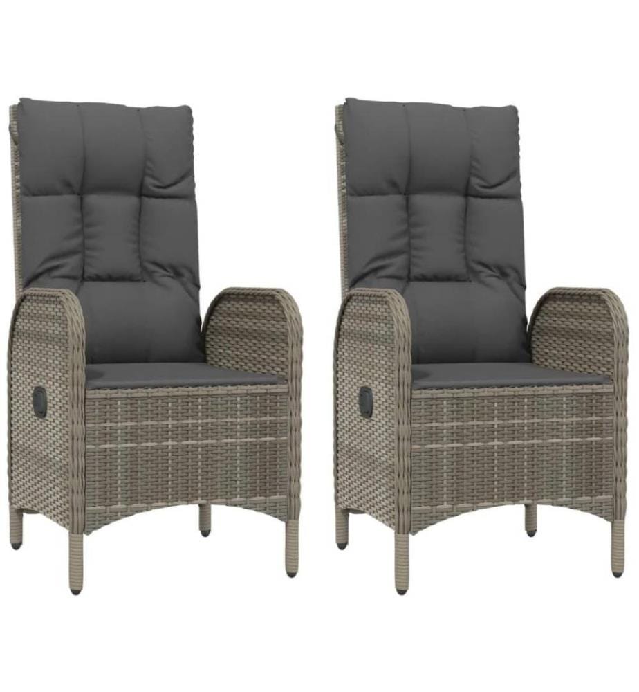 3-tlg. Garten-Essgruppe mit Kissen Grau Poly Rattan