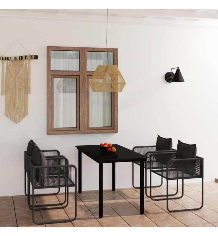 Ensemble de salle à manger de jardin 5 pcs Noir