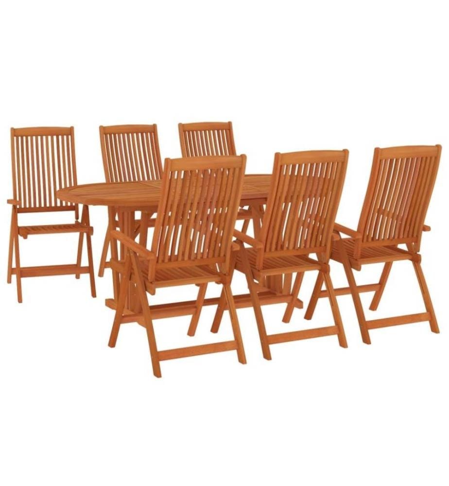 Ensemble à dîner de jardin 7 pcs Bois d'eucalyptus massif