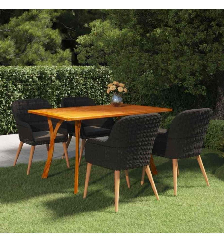 5-tlg. Garten-Essgruppe Schwarz