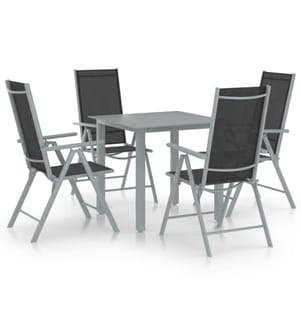 Ensemble à dîner de jardin 5 pcs Aluminium Argenté et noir