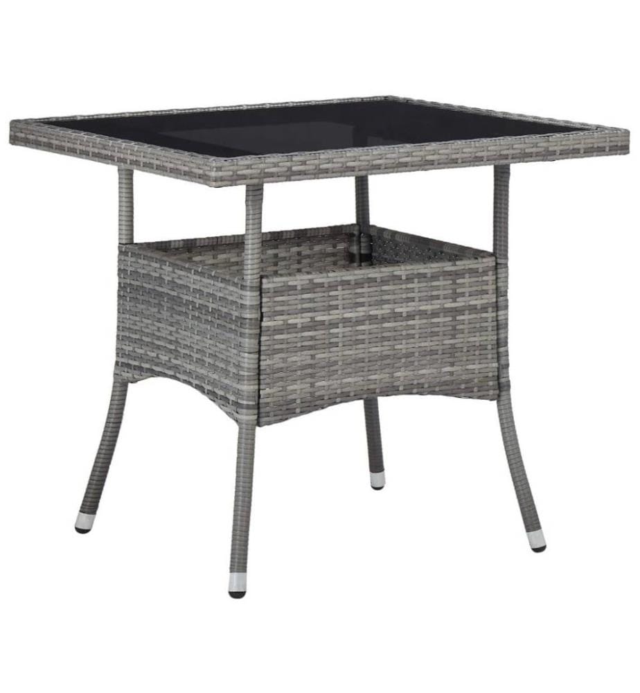 5-tlg. Garten-Essgruppe Grau Poly Rattan und Akazienholz