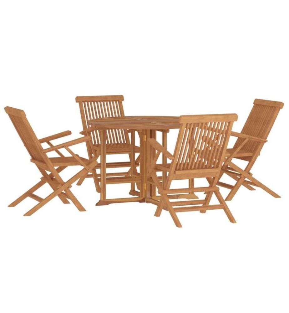 Ensemble à dîner d'extérieur pliable 5 pcs Bois solide de teck