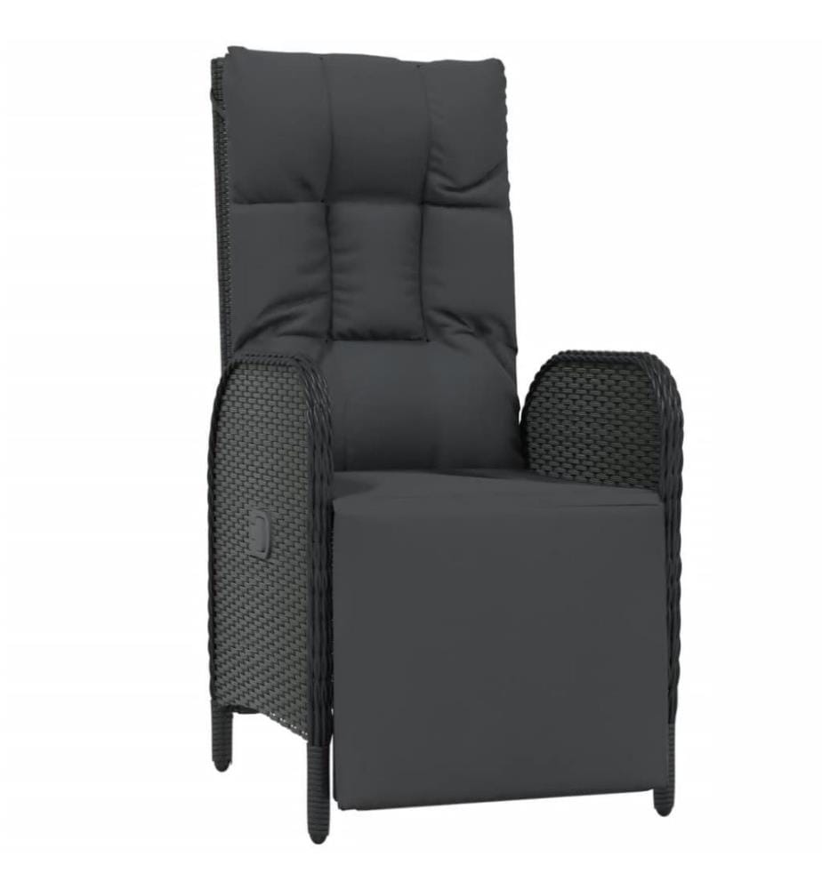 3-tlg. Garten-Essgruppe mit Kissen Schwarz Poly Rattan