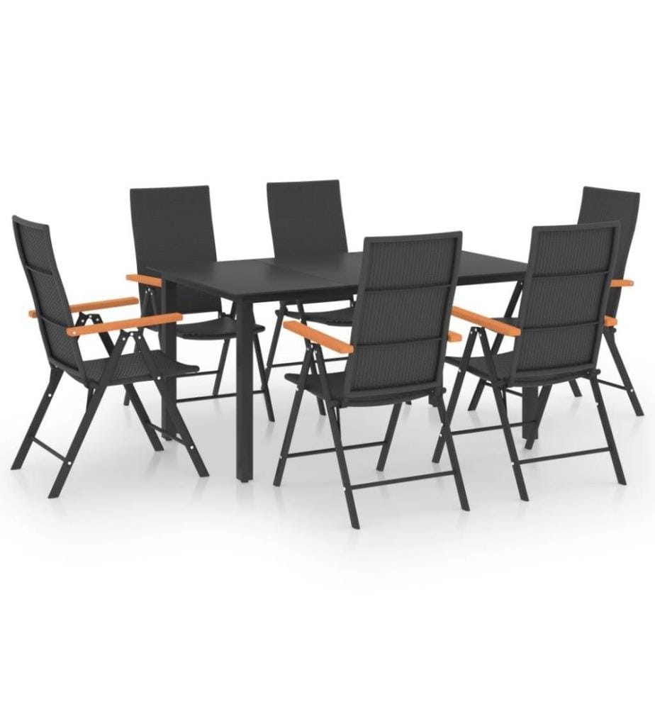 7-tlg. Garten-Essgruppe Schwarz und Braun