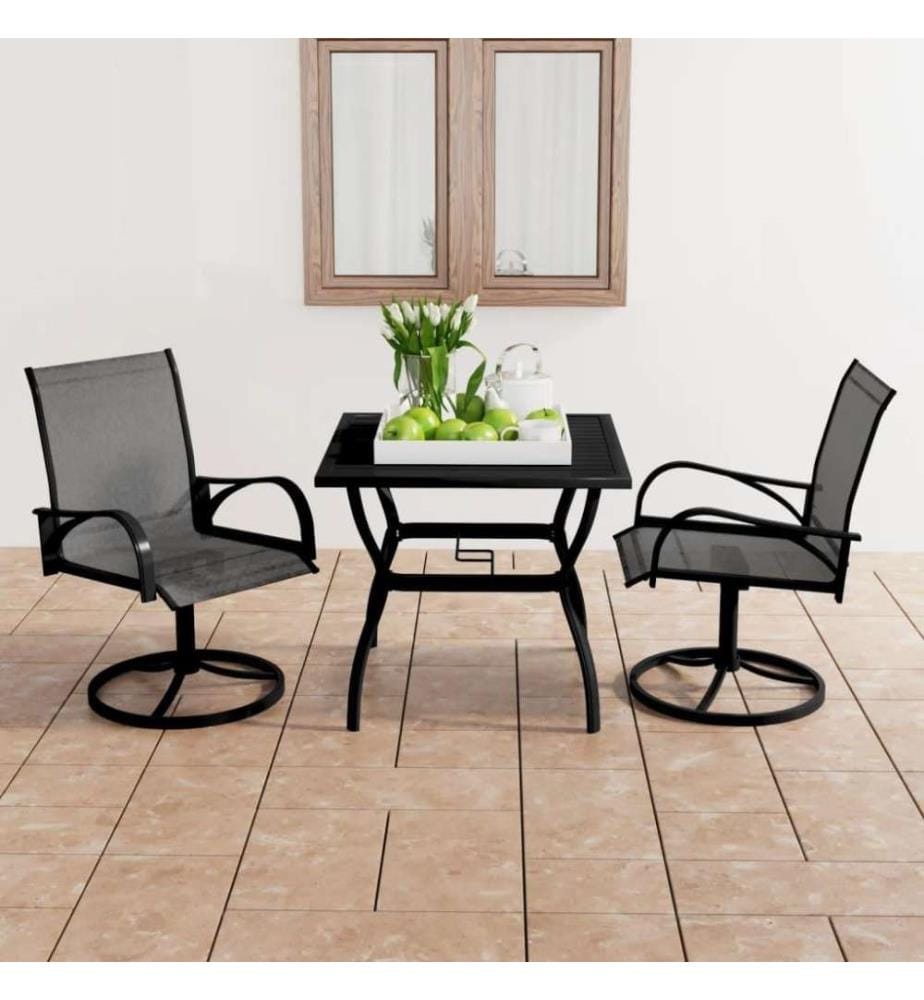 Ensemble de salle à manger de jardin 3 pcs Textilène et acier