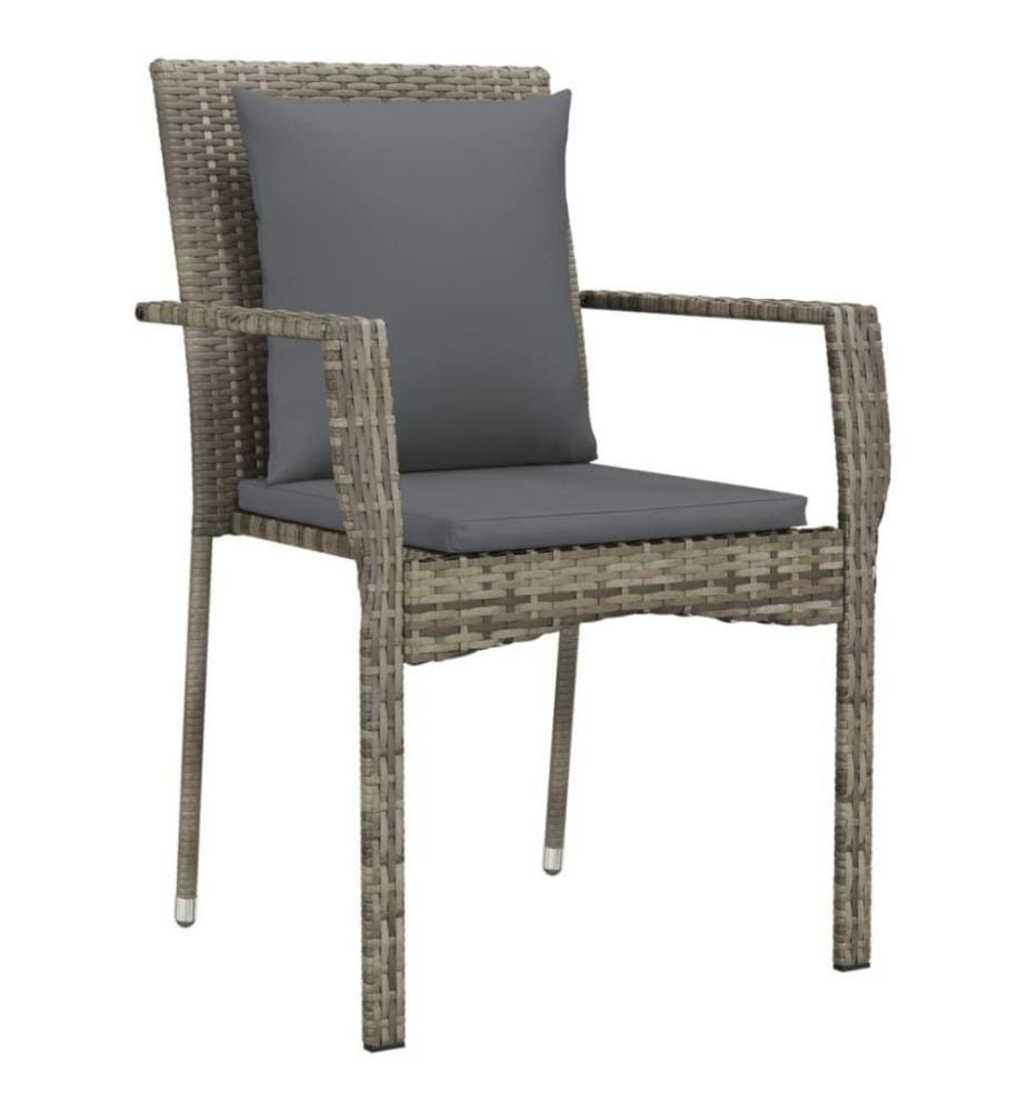 Ensemble de salle à manger de jardin 9 pcs avec coussins Gris