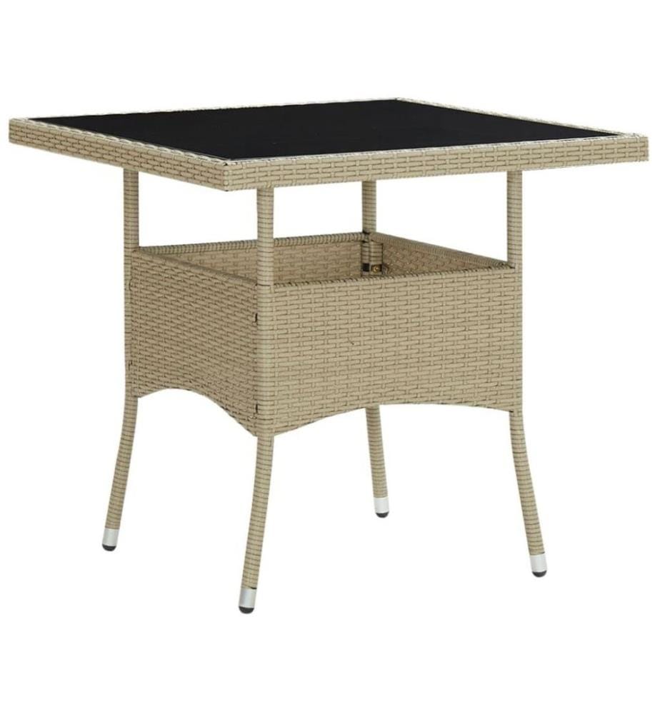5-tlg. Garten-Essgruppe Poly Rattan und Glas Beige