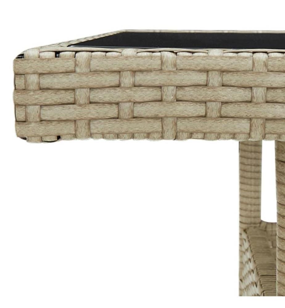 5-tlg. Garten-Essgruppe Poly Rattan und Glas Beige