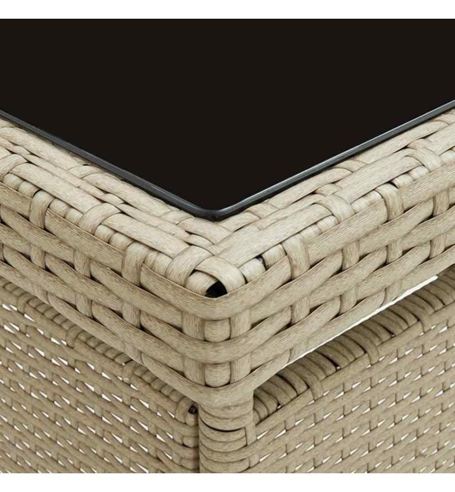 5-tlg. Garten-Essgruppe Poly Rattan und Glas Beige