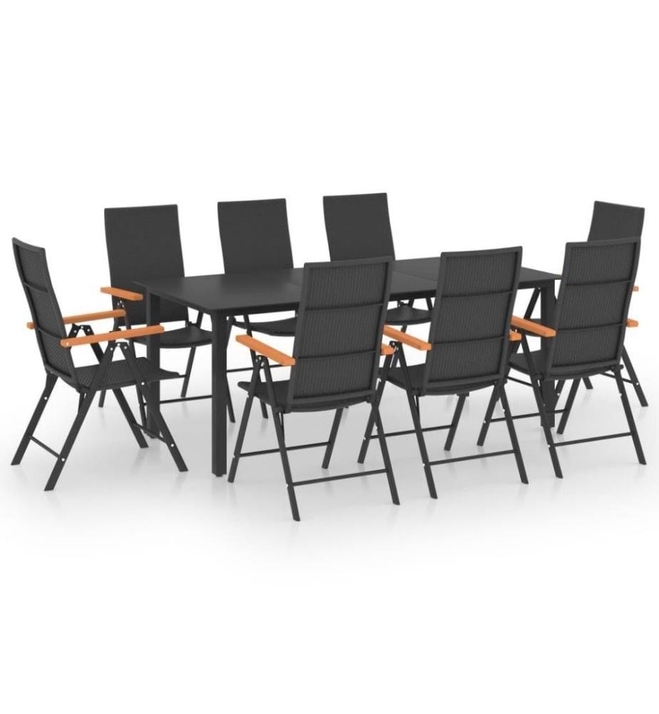 9-tlg. Garten-Essgruppe Schwarz und Braun