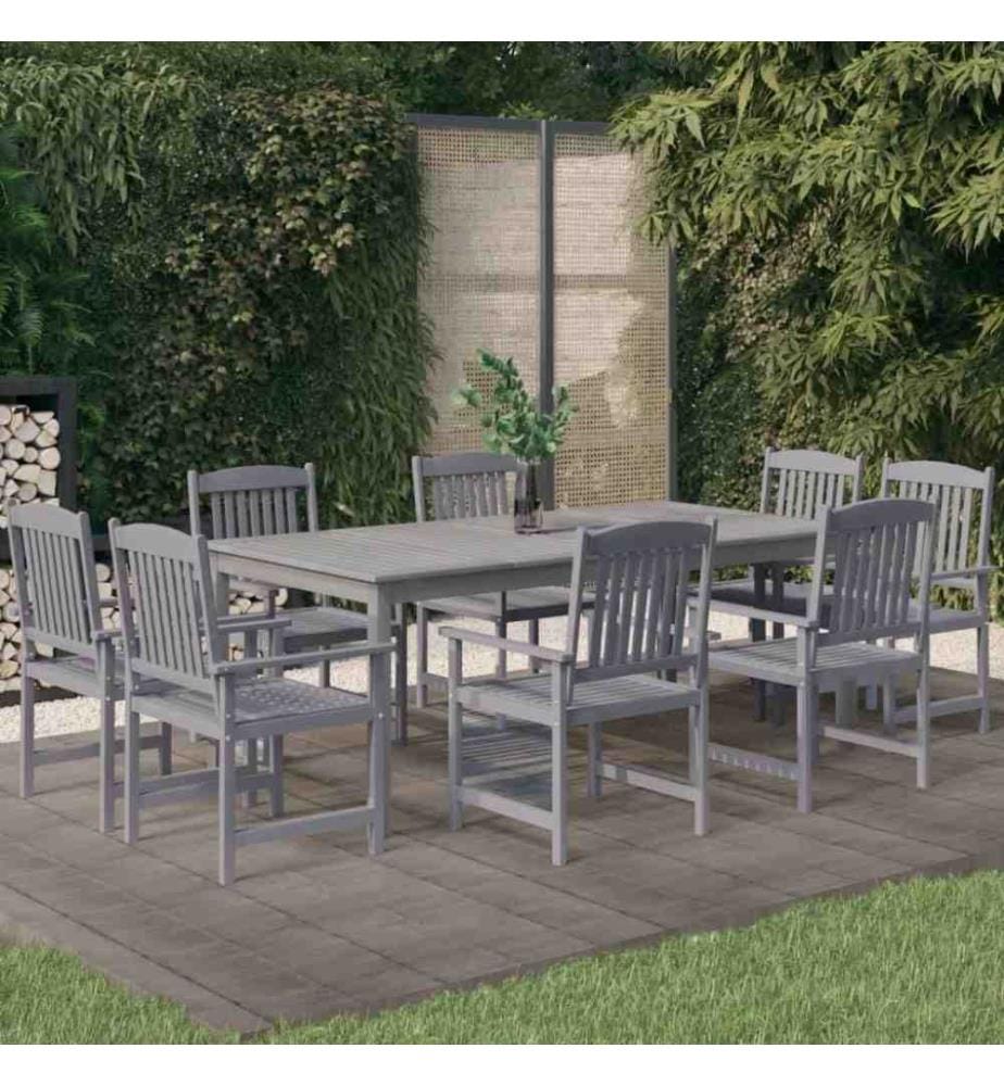 Ensemble de salle à manger de jardin 9 pcs Bois d'acacia Gris