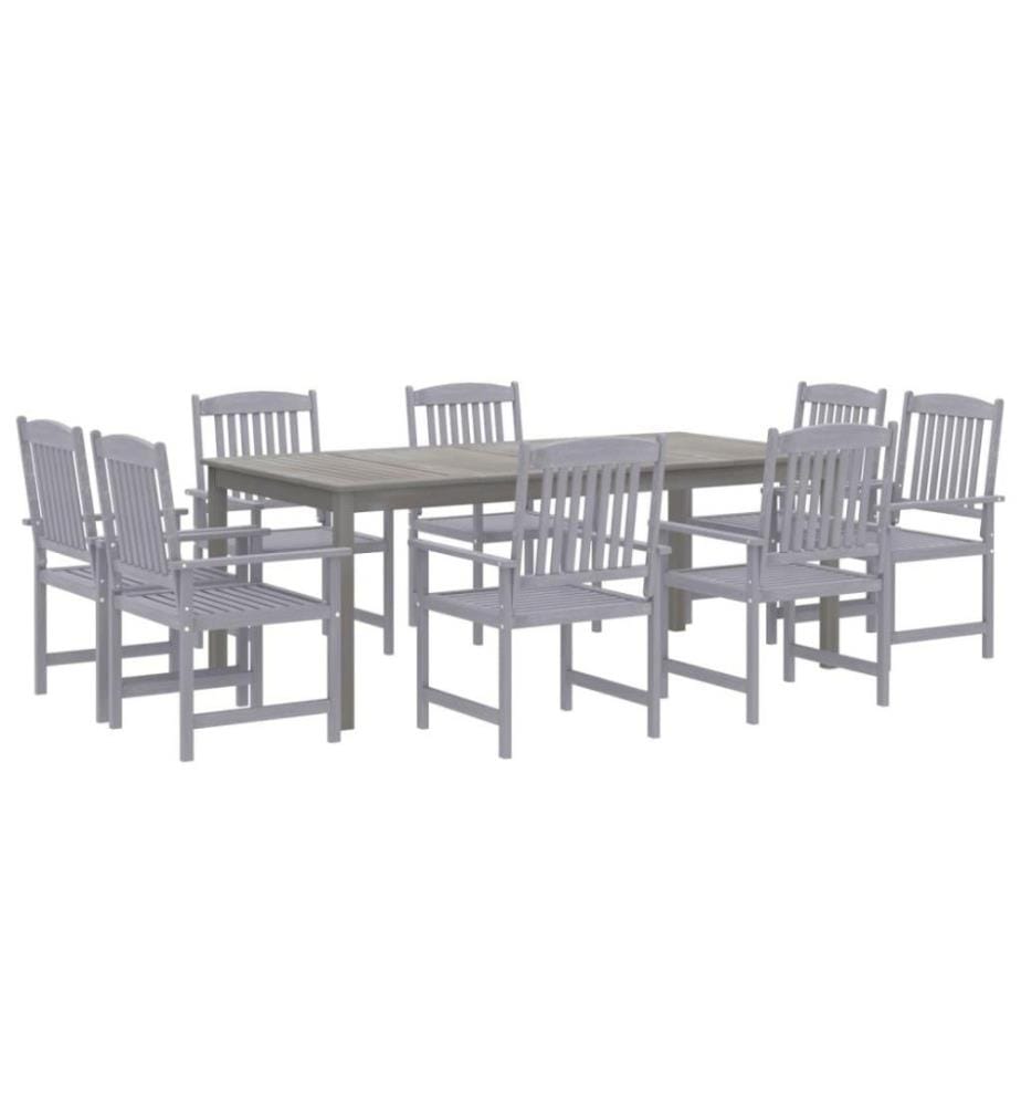 Ensemble de salle à manger de jardin 9 pcs Bois d'acacia Gris