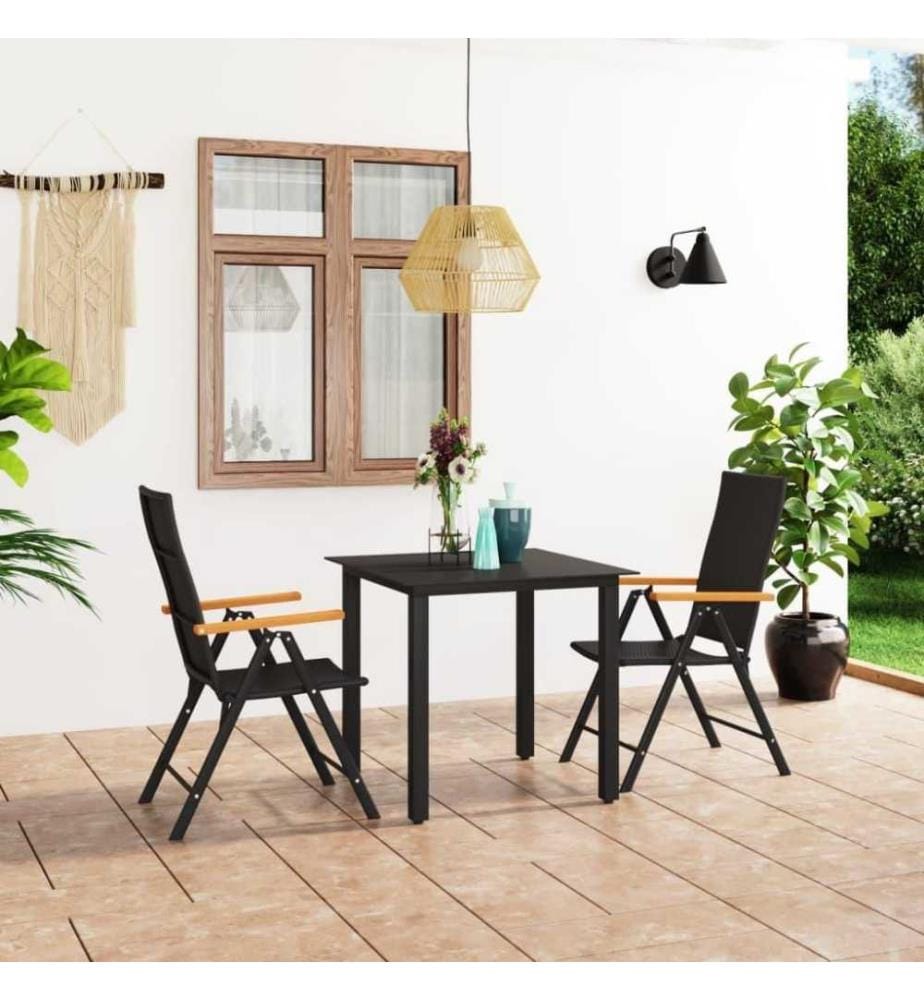 3-tlg. Garten-Essgruppe Schwarz und Braun