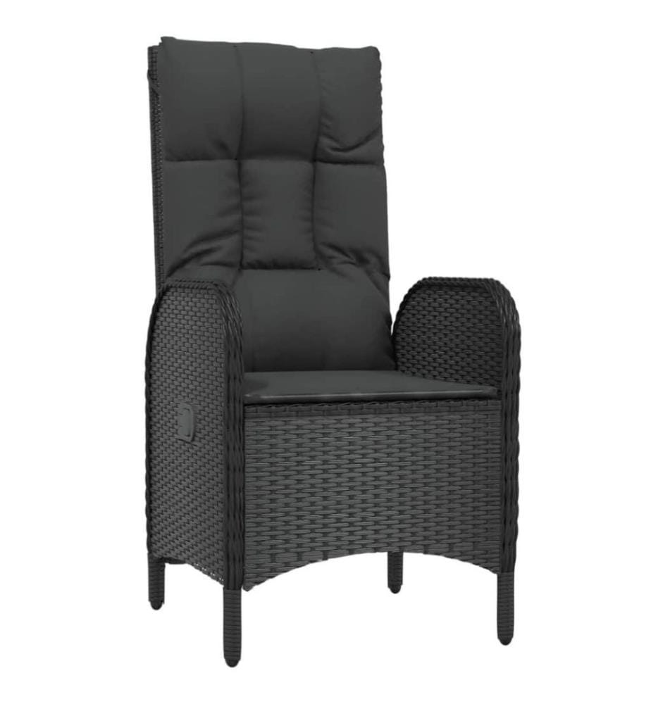 3-tlg. Garten-Essgruppe mit Kissen Schwarz Poly Rattan