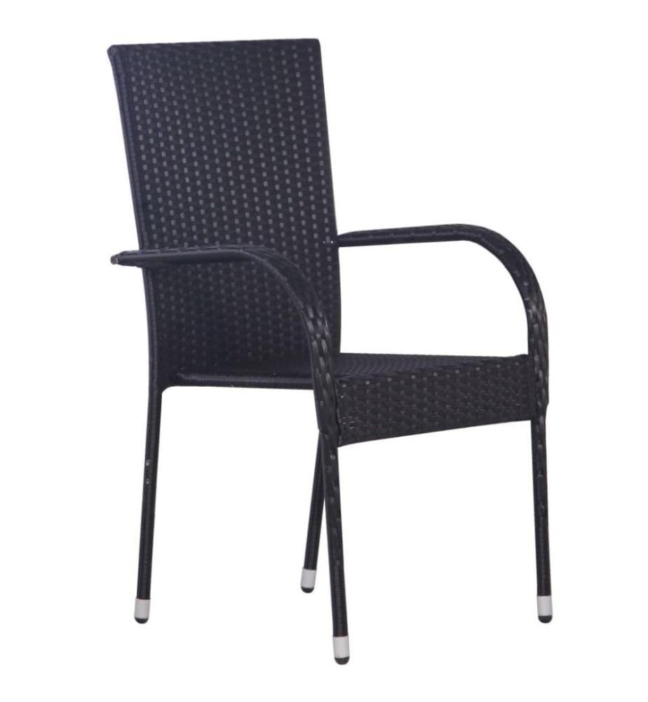 3-tlg. Garten-Essgruppe Poly Rattan Schwarz