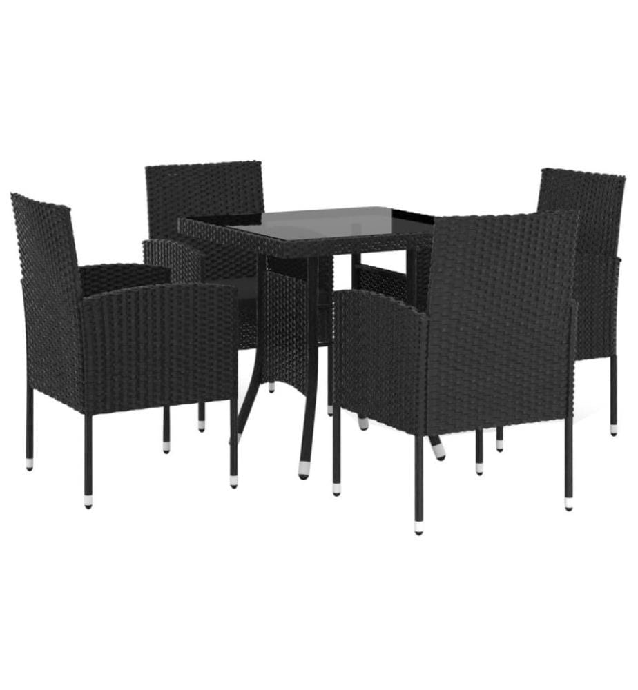 5-tlg. Garten-Essgruppe Poly Rattan Schwarz