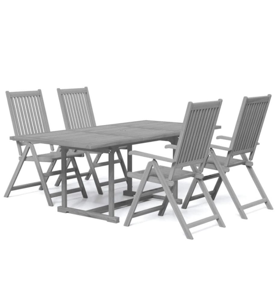 Ensemble de salle à manger de jardin 5 pcs Bois d'acacia massif