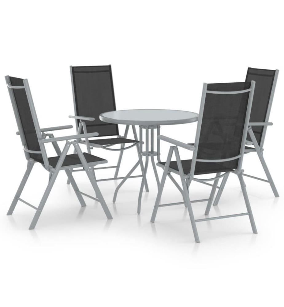 Ensemble à dîner de jardin 5 pcs Aluminium et textilène Argenté