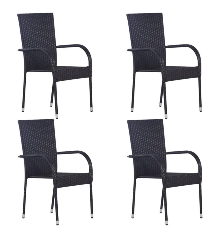 5-tlg. Garten-Essgruppe Poly Rattan Schwarz