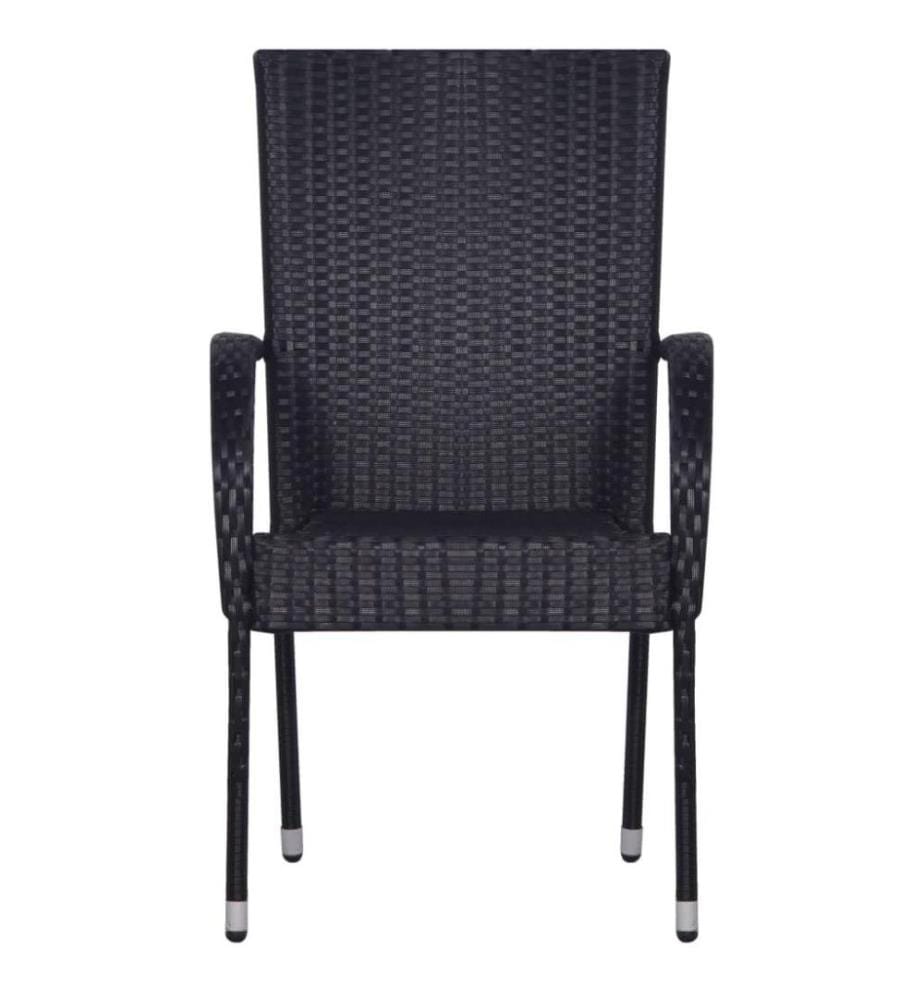 5-tlg. Garten-Essgruppe Poly Rattan Schwarz