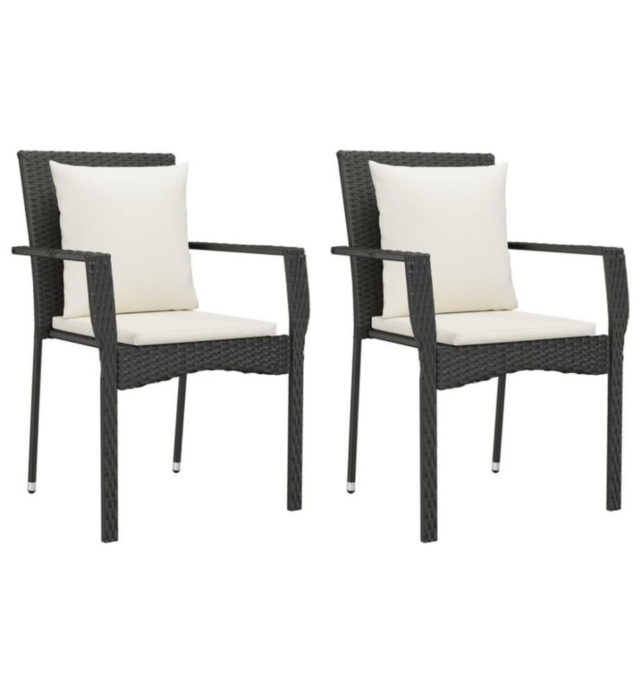 Ensemble de salle à manger de jardin avec coussins 3 pcs Noir
