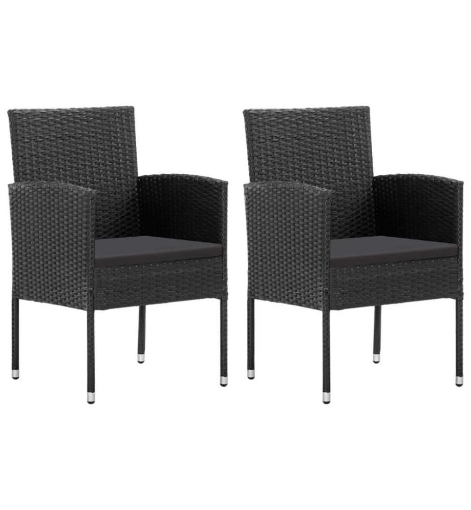 3-tlg. Garten-Essgruppe Poly Rattan Schwarz