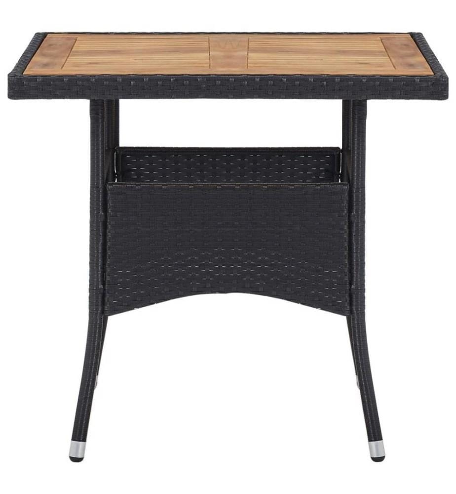 Ensemble à dîner de jardin 5 pcs Résine tressée et acacia Noir