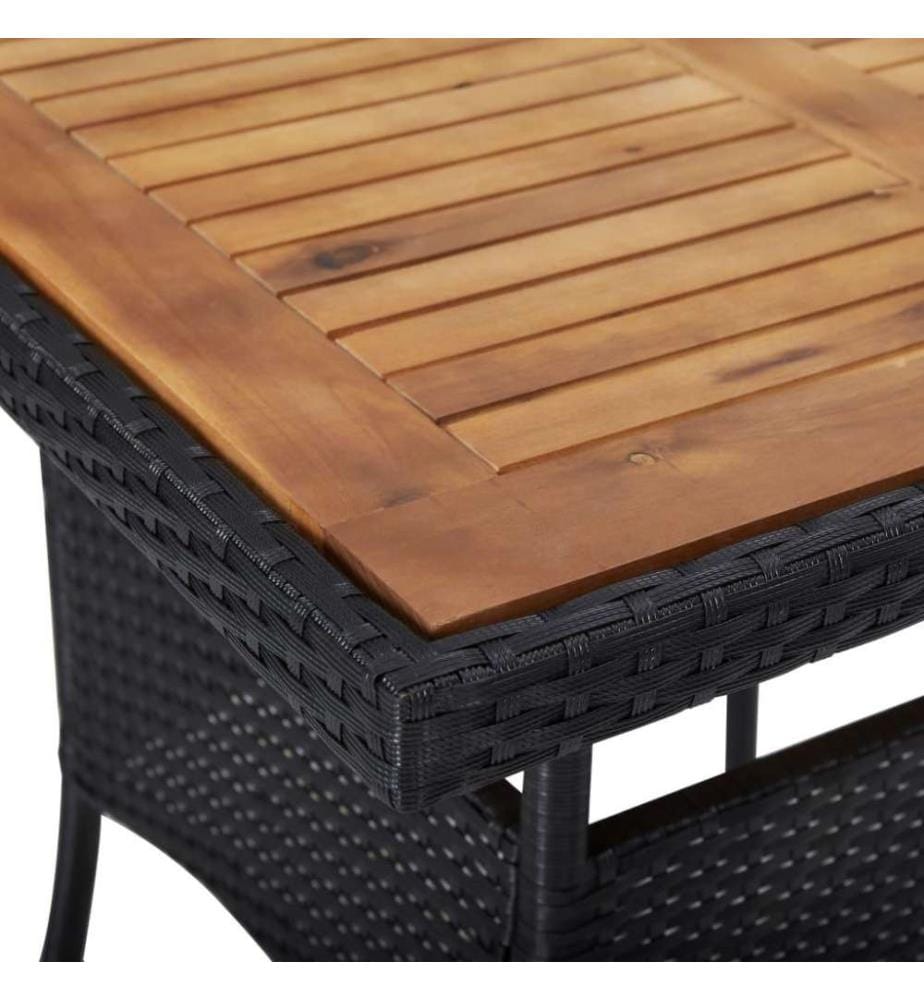 Ensemble à dîner de jardin 5 pcs Résine tressée et acacia Noir