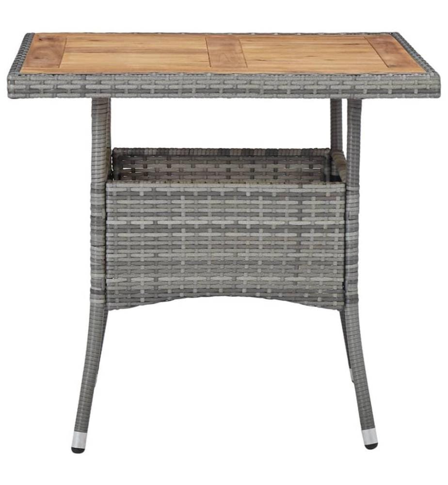 5-tlg. Garten-Essgruppe Grau Poly Rattan und Akazienholz