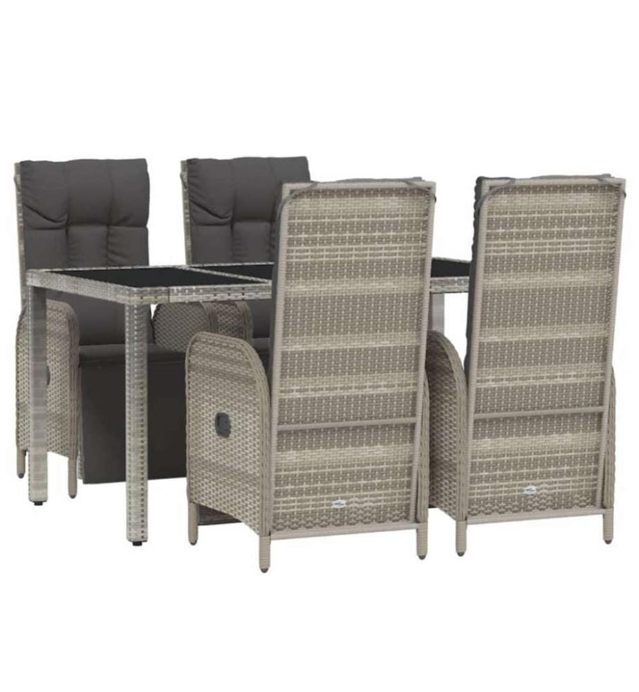 Ensemble de salle à manger de jardin 5 pcs avec coussins Gris