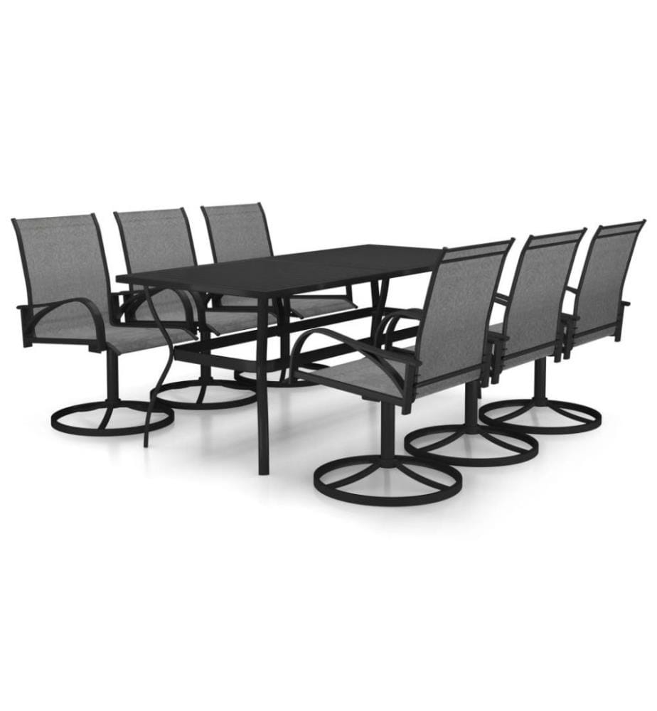 Ensemble à dîner de jardin 7 pcs Textilène et acier