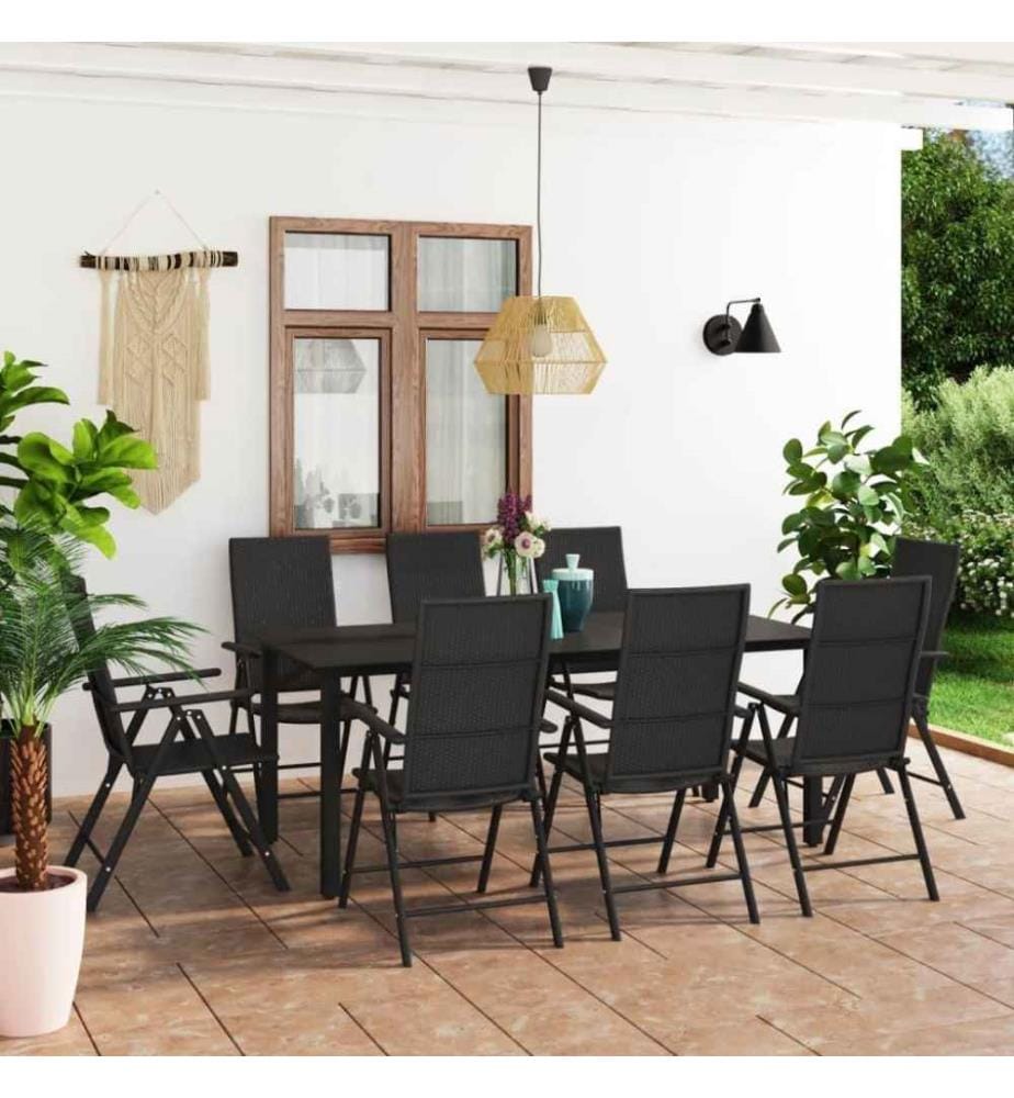 9-tlg. Garten-Essgruppe Schwarz