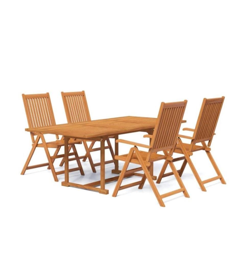Ensemble de salle à manger de jardin 5 pcs Bois d'acacia massif