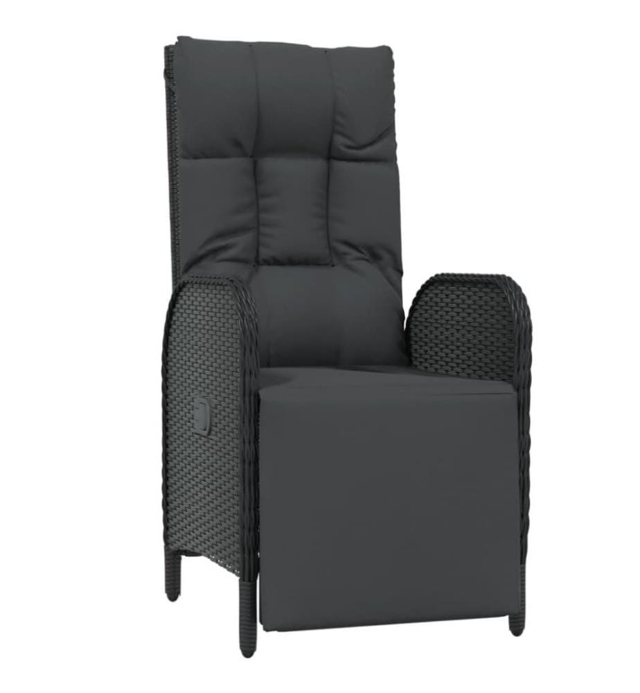 7-tlg. Garten-Essgruppe mit Kissen Schwarz Poly Rattan