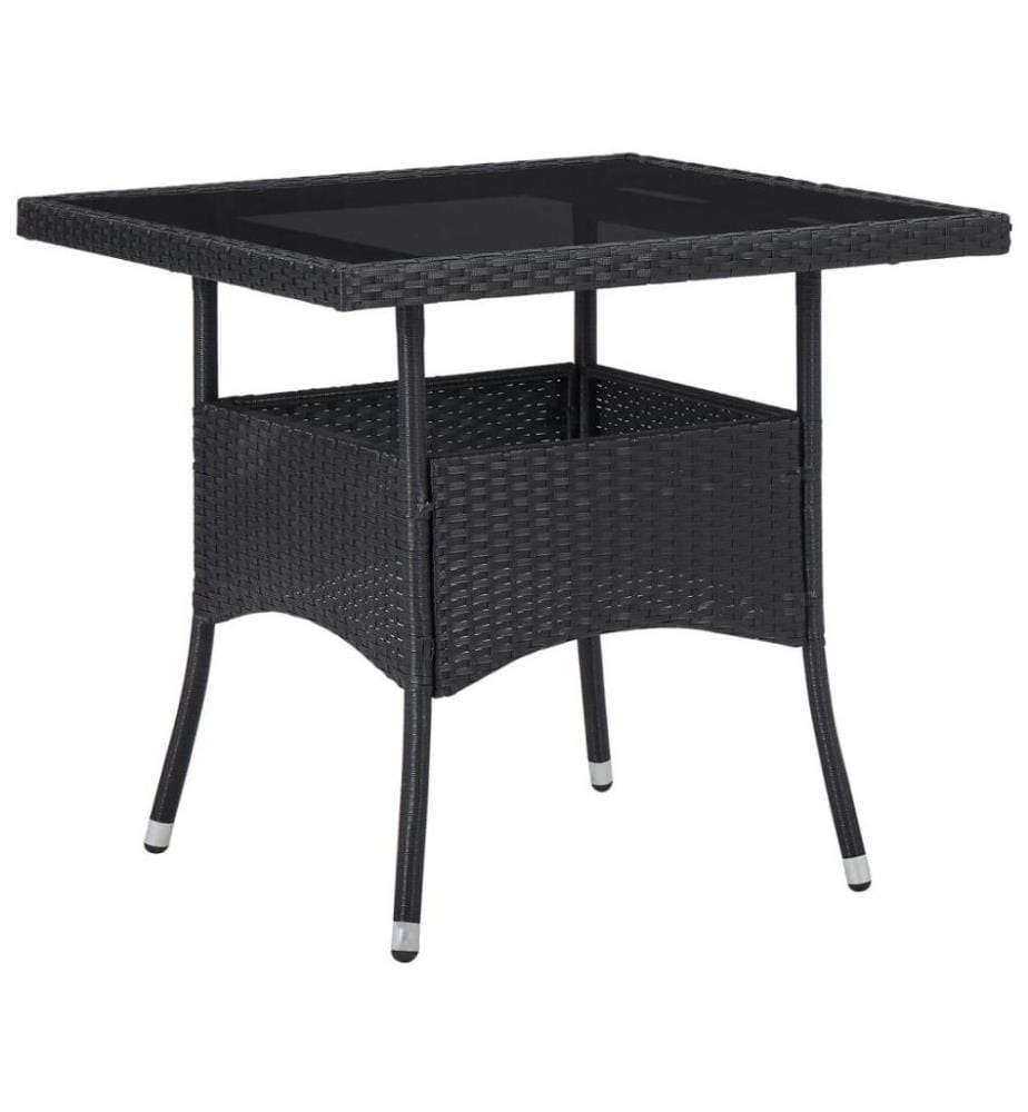 5-tlg. Garten-Essgruppe Poly Rattan und Glas Schwarz