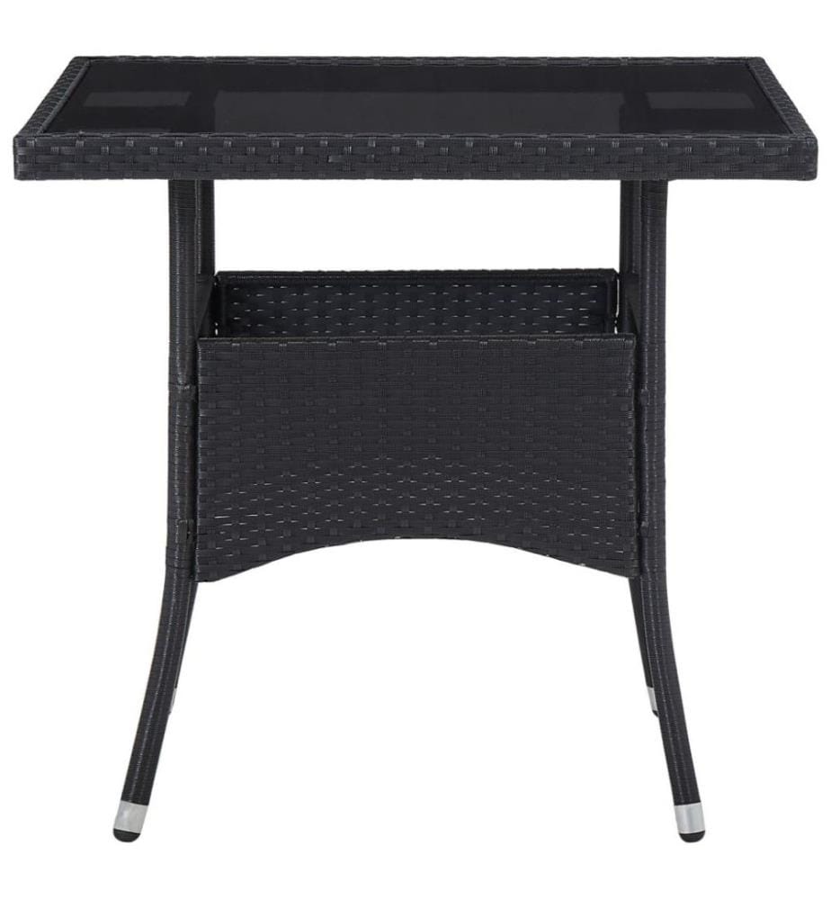 5-tlg. Garten-Essgruppe Poly Rattan und Glas Schwarz