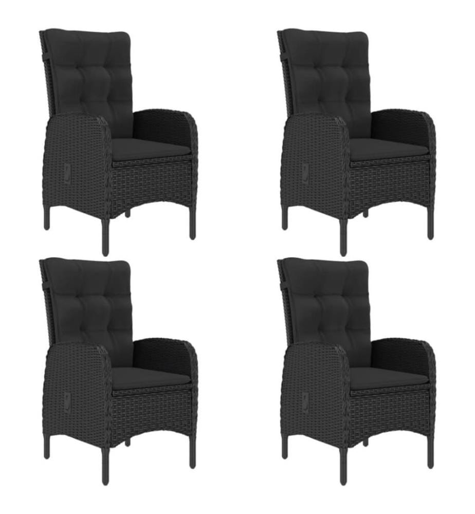 5-tlg. Garten-Essgruppe Poly Rattan und Glas Schwarz