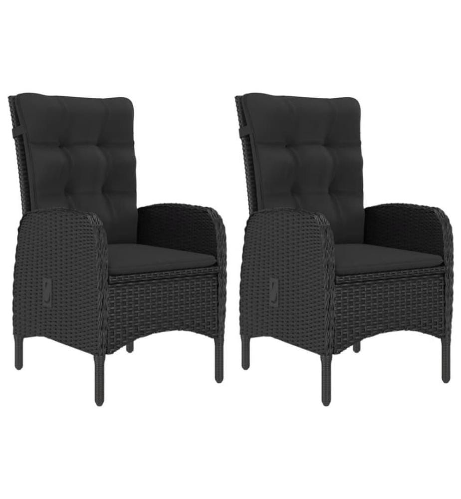 3-tlg. Garten-Essgruppe Poly Rattan und Akazienholz Schwarz