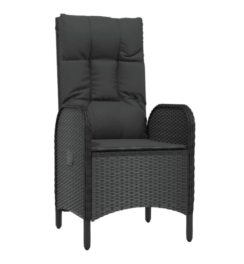 3-tlg. Garten-Essgruppe mit Kissen Schwarz Poly Rattan