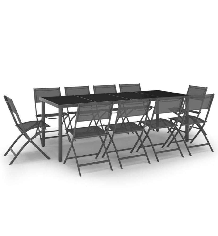 Ensemble de salle à manger d'extérieur 11 pcs Acier