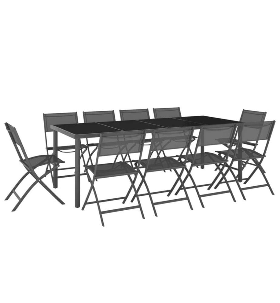 Ensemble de salle à manger d'extérieur 11 pcs Acier