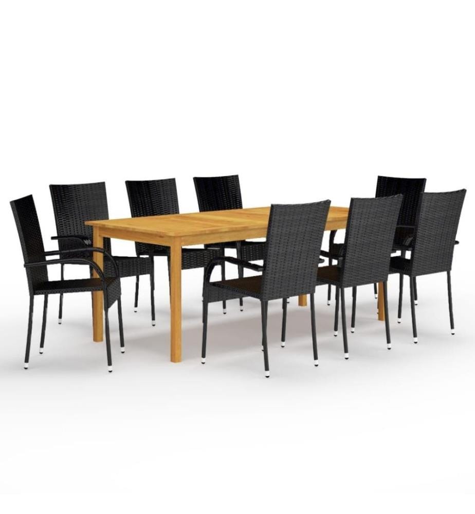 9-tlg. Garten-Essgruppe Schwarz