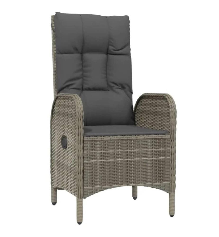 3-tlg. Garten-Essgruppe mit Kissen Grau Poly Rattan