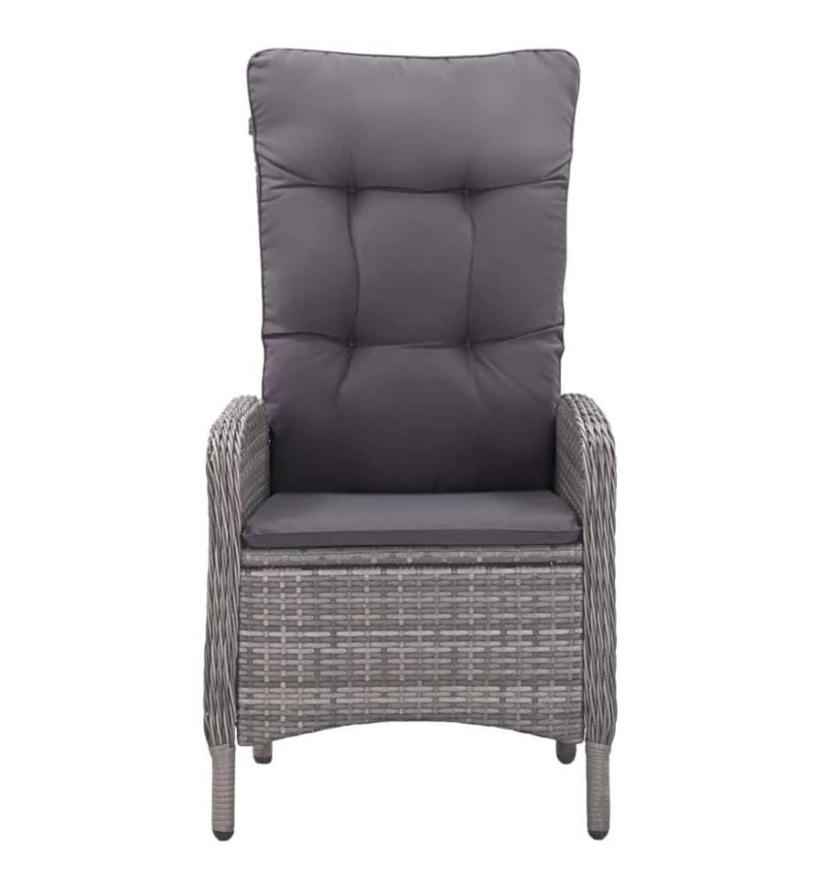 5-tlg. Garten-Essgruppe Poly Rattan und Akazienholz Grau