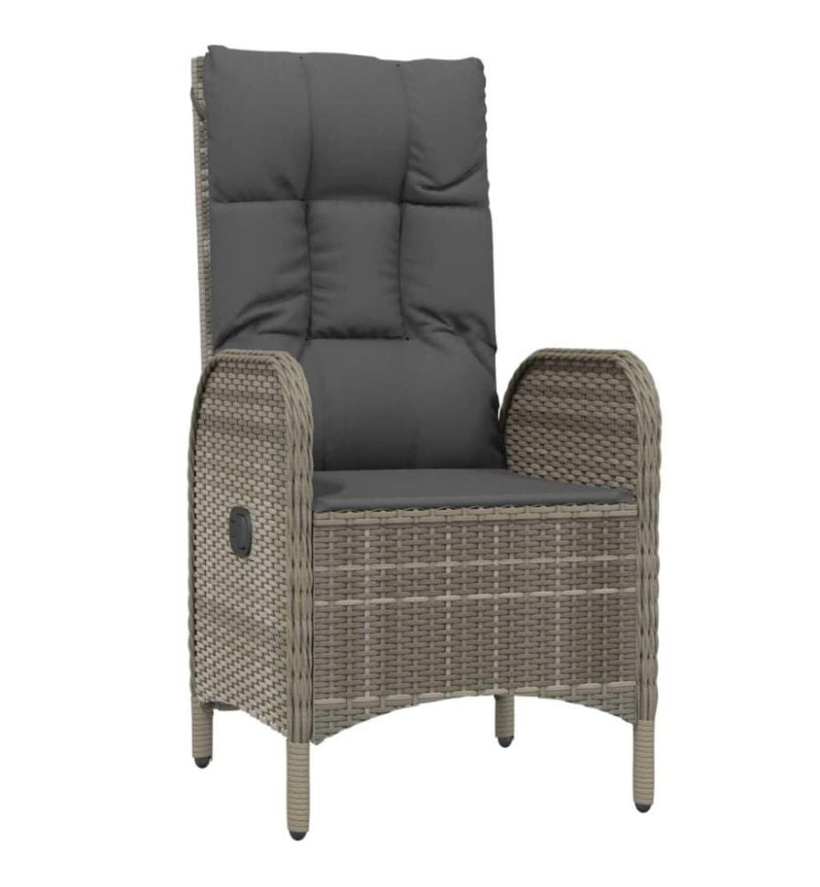 9-tlg. Garten-Essgruppe mit Kissen Schwarz und Grau Poly Rattan