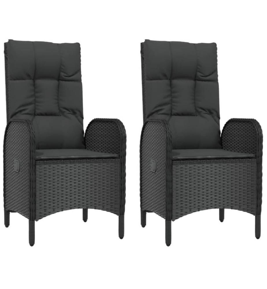 3-tlg. Garten-Essgruppe mit Kissen Schwarz Poly Rattan