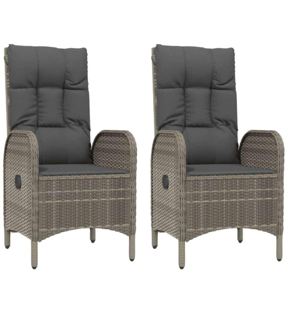 3-tlg. Garten-Essgruppe mit Kissen Grau Poly Rattan